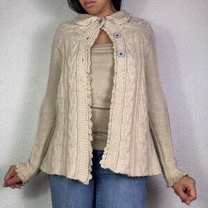 Y2k KNIT BEIGE TAN CARDIGAN SWEATER